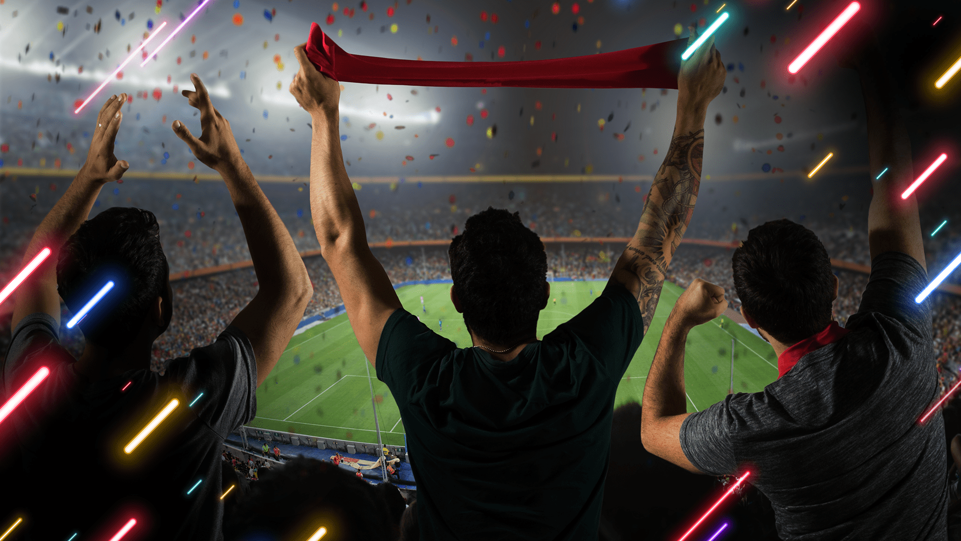 Fans wearing The Fantam branded merchandise at a live event